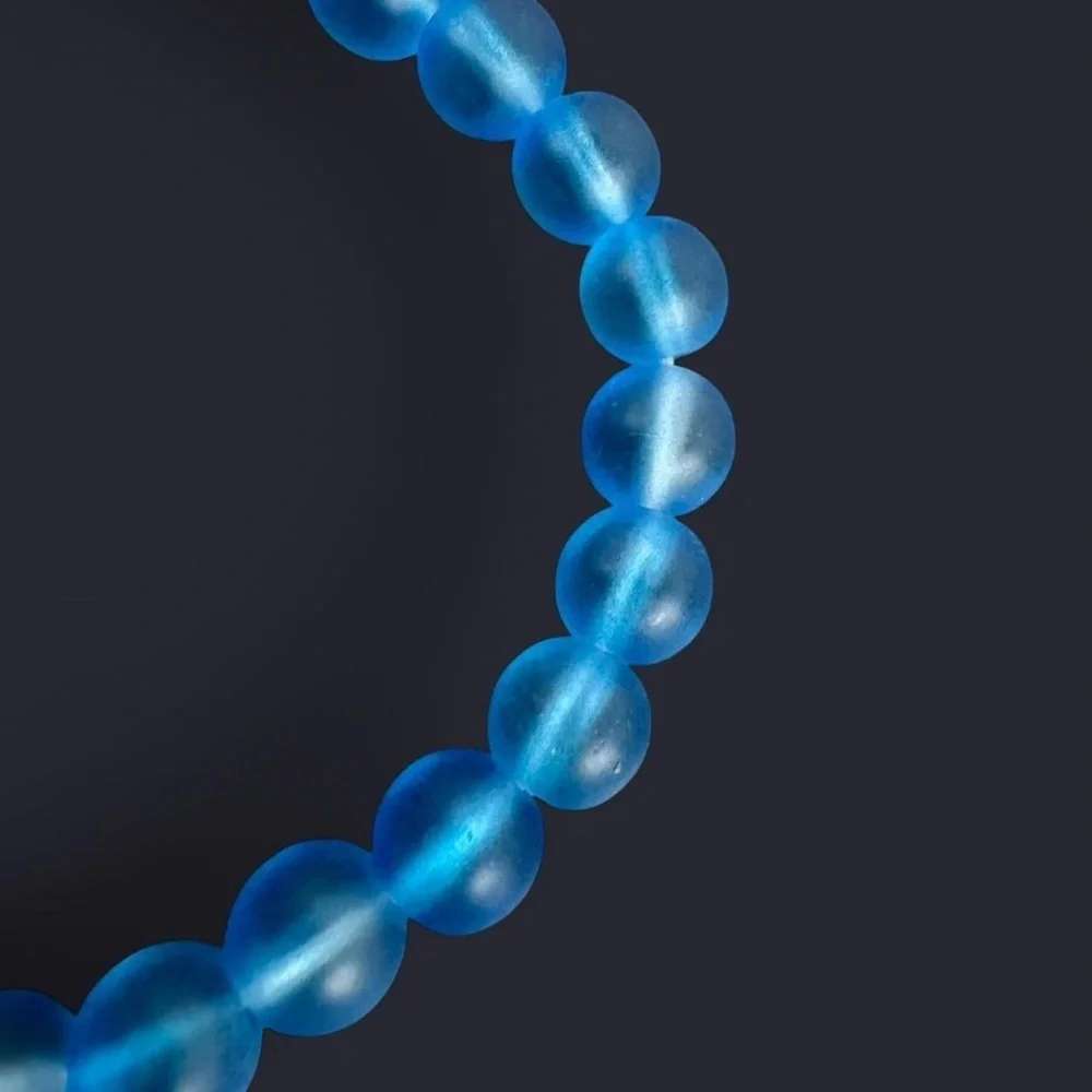 Blue Frost Glass Bead Bracelet